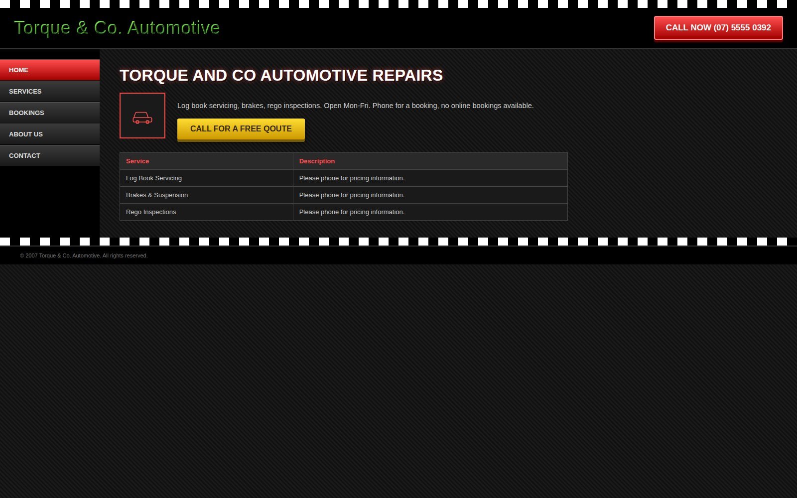 Torque & Co. Automotive original website before the redesign, concept project